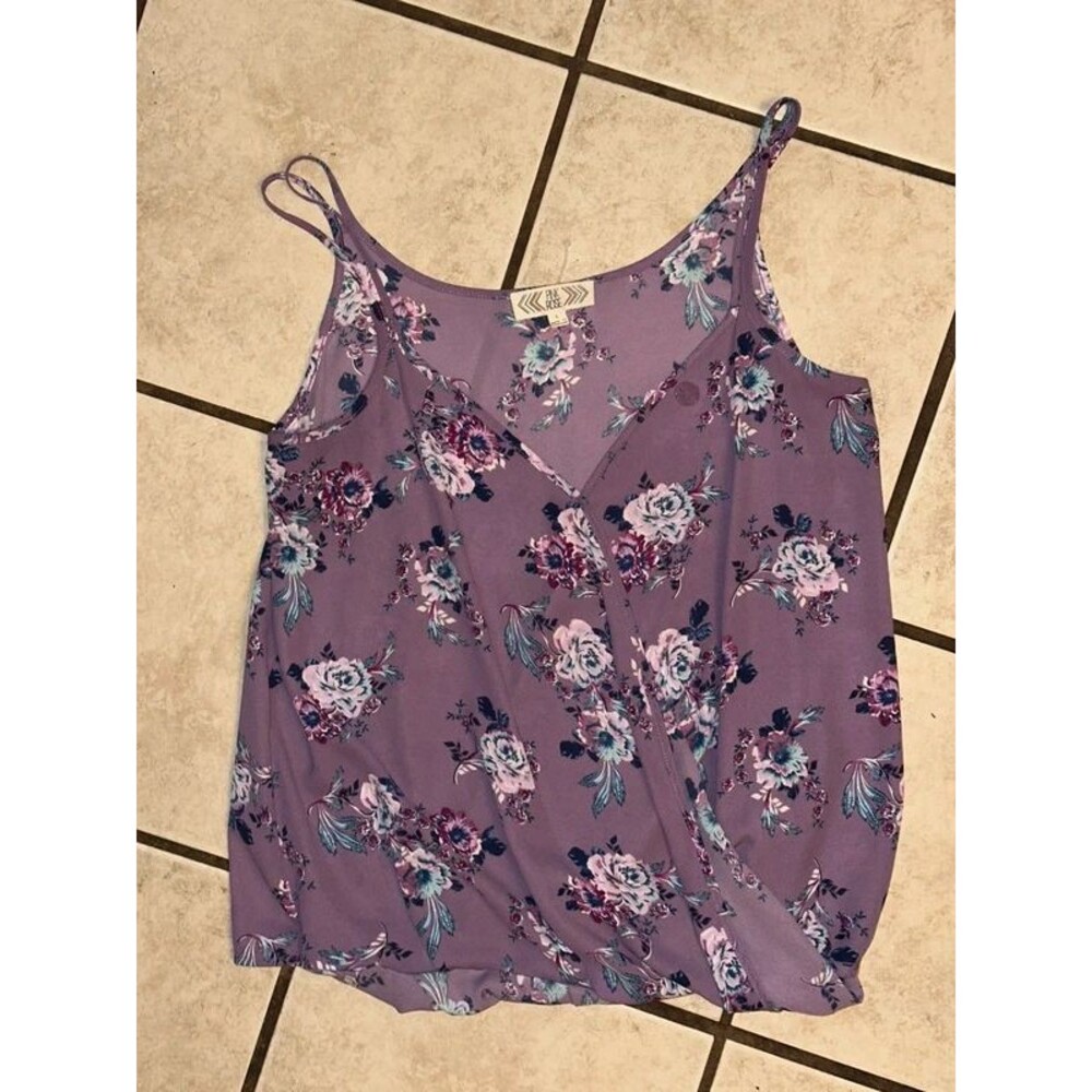 Women’s Purple Pink Rose Floral Top Size Large